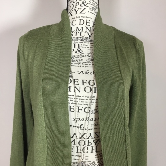 Mossy green open front long cardigan duster sz M fairycore fairy natural boho - Picture 2 of 8